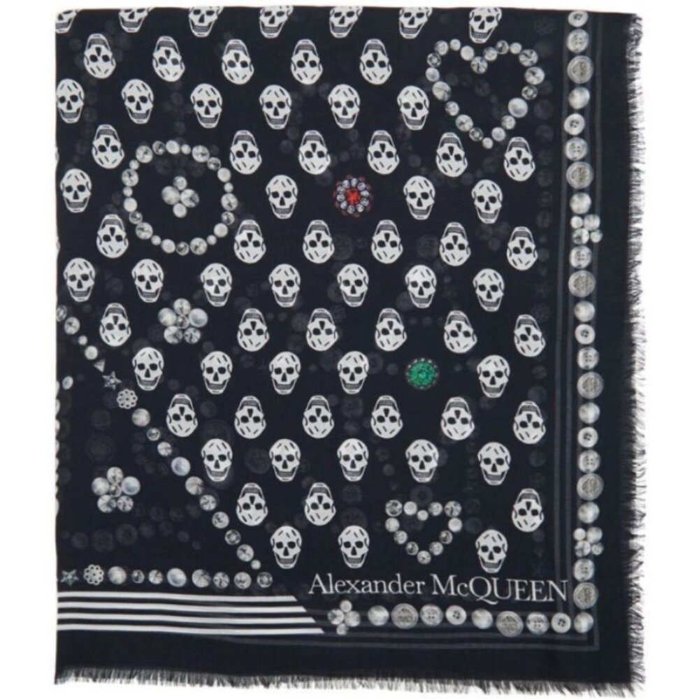 NEW Alexander McQueen Jewelled Skull Scarf - Picture 6 of 6